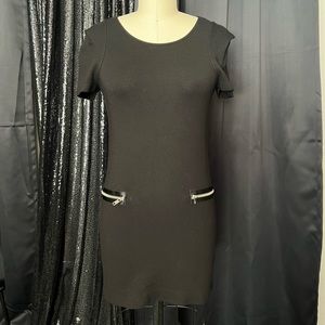 Short little black dress body con with zippers size 2